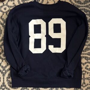 Navy Blue Number Print Men's Sweater